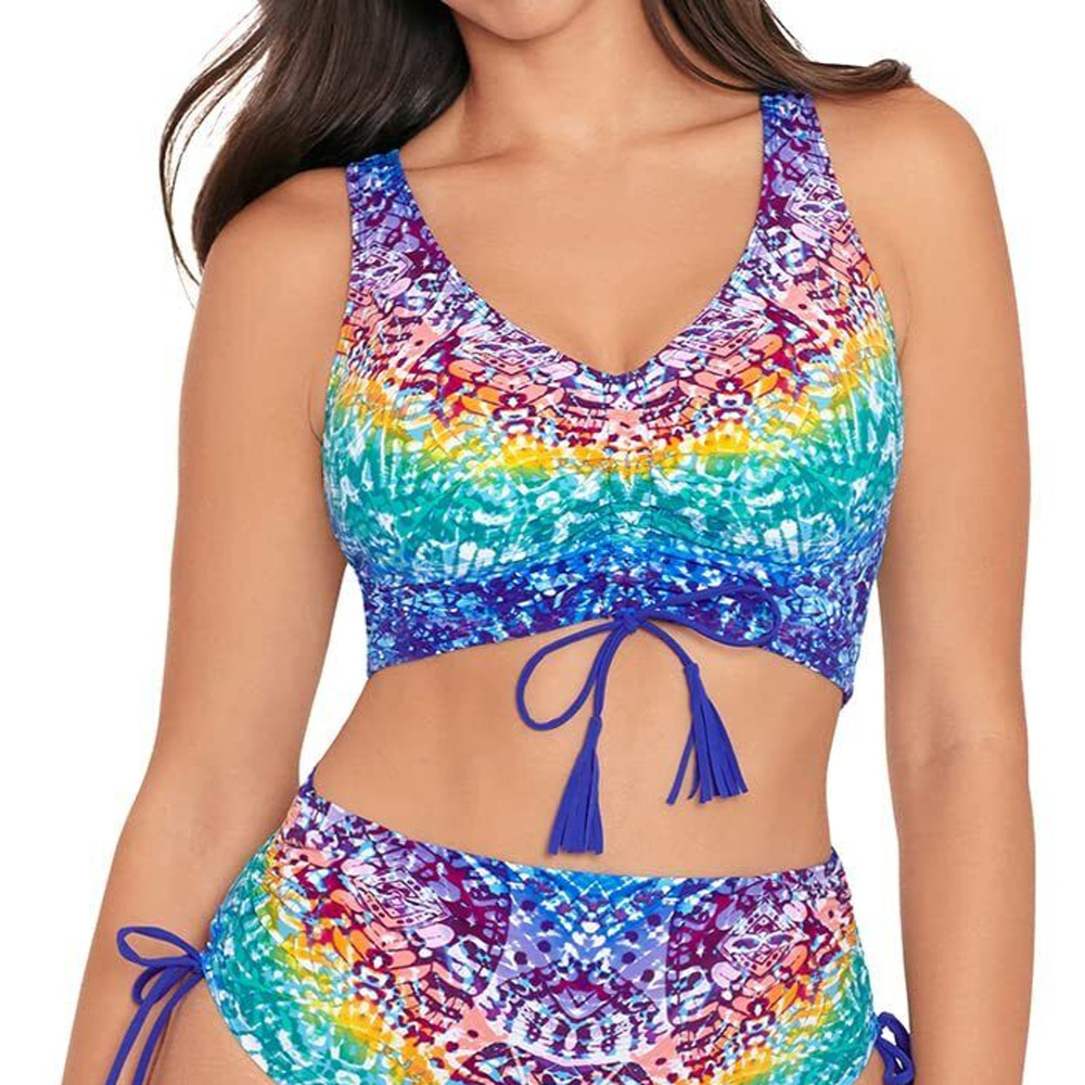 Skinny Dippers Women's Two Way Crop Adjustable Side Bikini Top Size L 13568